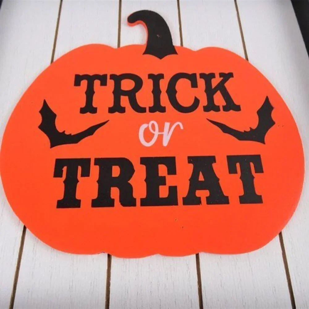 New Halloween Trick or Treat Wooden Decor Art Sign